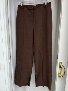 Women's Brown Straight-Leg Dress Trousers